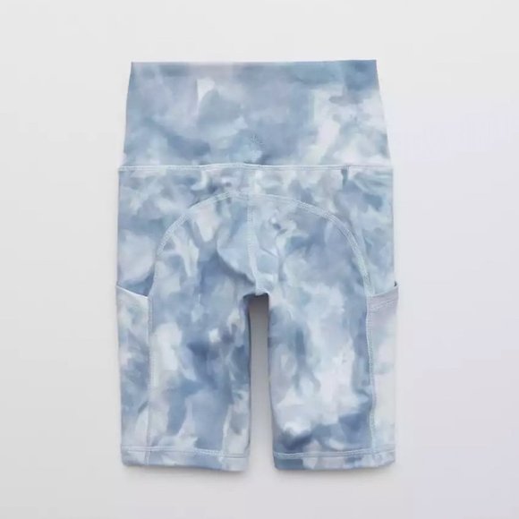 Aerie Shorts Size Small Blue White Tie-Dye 7" Bike "The Hugger" High Waisted - Picture 7 of 10